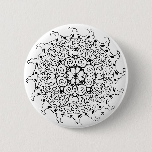 Oceaangolven zen mandala ronde button 5,7 cm (Voorkant)