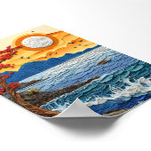 Oceaangolven zonsondergang poster (Hoek)