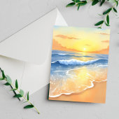 oceaangolven zonsondergang | strand Waterverf Briefkaart