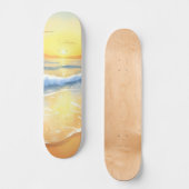 oceaangolven zonsondergang | strand Waterverf Persoonlijk Skateboard (Voorkant)