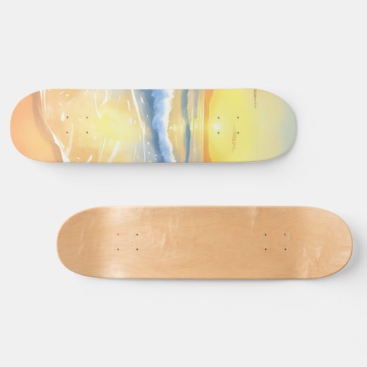 oceaangolven zonsondergang | strand Waterverf Persoonlijk Skateboard (Horizontaal)