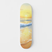 oceaangolven zonsondergang | strand Waterverf Persoonlijk Skateboard (Voorkant)