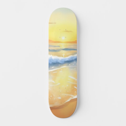 oceaangolven zonsondergang | strand Waterverf Persoonlijk Skateboard (Voorkant)