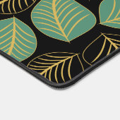 Oceaangroen en goud breed blad patroon op zwart bureaumat (Hoek)