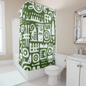 Oceaangroen en wit doodles 1 van 4 douchegordijn (In situ)