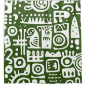 Oceaangroen en wit doodles 1 van 4 douchegordijn (Voorkant)