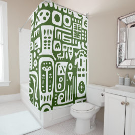 Oceaangroen en witte doodles 2 van 4 douchegordijn