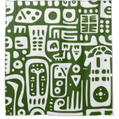 Oceaangroen en witte doodles 2 van 4 douchegordijn (Voorkant)