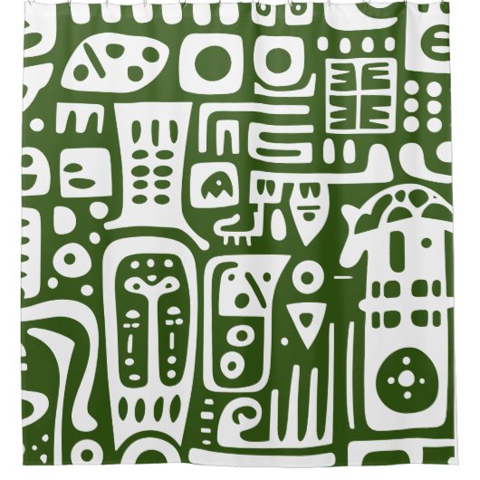 Oceaangroen en witte doodles 2 van 4 douchegordijn (Voorkant)