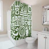 Oceaangroen en witte doodles 3 van 4 douchegordijn (In situ)