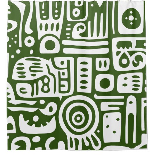 Oceaangroen en witte doodles 3 van 4 douchegordijn (Voorkant)