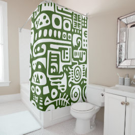 Oceaangroen en witte doodles 4 van 4 douchegordijn