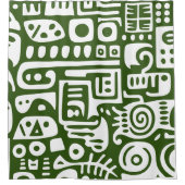 Oceaangroen en witte doodles 4 van 4 douchegordijn (Voorkant)