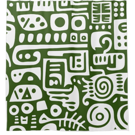 Oceaangroen en witte doodles 4 van 4 douchegordijn (Voorkant)