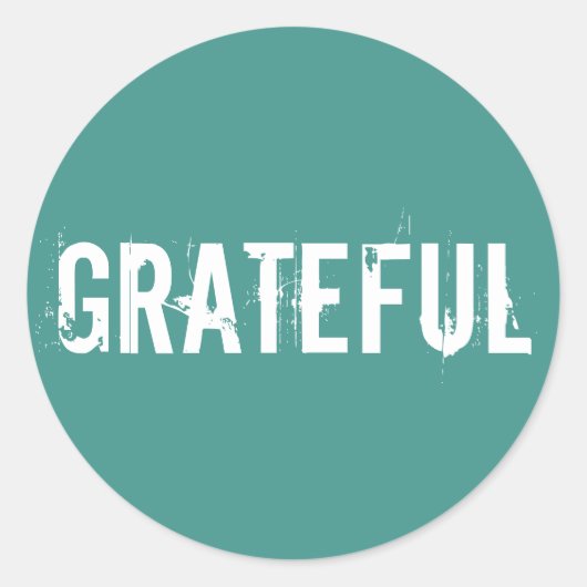 Oceaangroen met witte dankbare tekst ronde sticker (Voorkant)