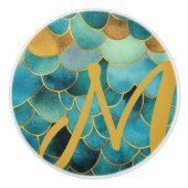 oceaankleuren en drakenschalen geïnspireerd keramische knop (Voorkant)