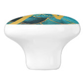 oceaankleuren en drakenschalen geïnspireerd keramische knop (Zijkant)