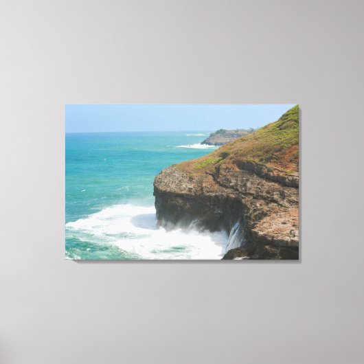 Oceaankliffen bij Kilauea Kauai Canvas Afdruk (Voorkant)