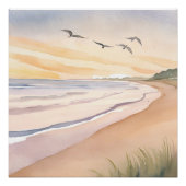 oceaankust | Helder luchtig Waterverf schilderij Perfect Poster (Voorkant)