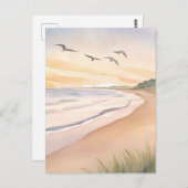 oceaankust | Heldere, luchtige Waterverf Briefkaart (Voorkant / Achterkant)