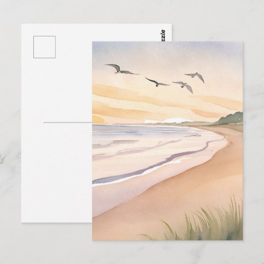 oceaankust | Heldere, luchtige Waterverf Briefkaart (Voorkant / Achterkant)
