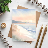 Oceaankust Pastel Waterverf Schilderij Kaart
