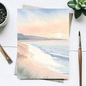 Oceaankust Pastel Waterverf Schilderij Kaart