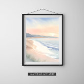 Oceaankust Pastel Waterverfschilderij Poster