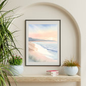 Oceaankust Pastel Waterverfschilderij Poster