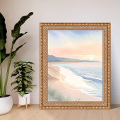 Oceaankust Pastel Waterverfschilderij Poster