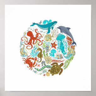 Oceaanleven Decoratieposter Poster