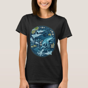 Oceaanleven in turquoise t-shirt