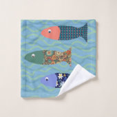 Oceaanleven, strandhuis, visliefhebber bad handdoek (Wasdoekje)