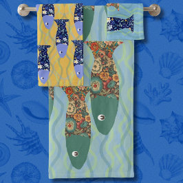 Oceaanleven, strandhuis, visliefhebber bad handdoek