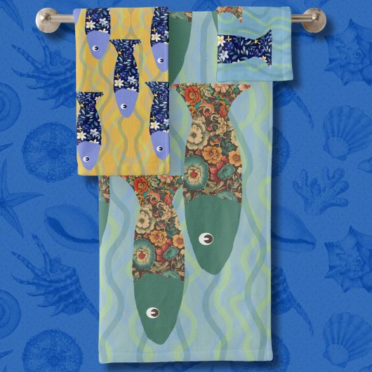 Oceaanleven, strandhuis, visliefhebber bad handdoek