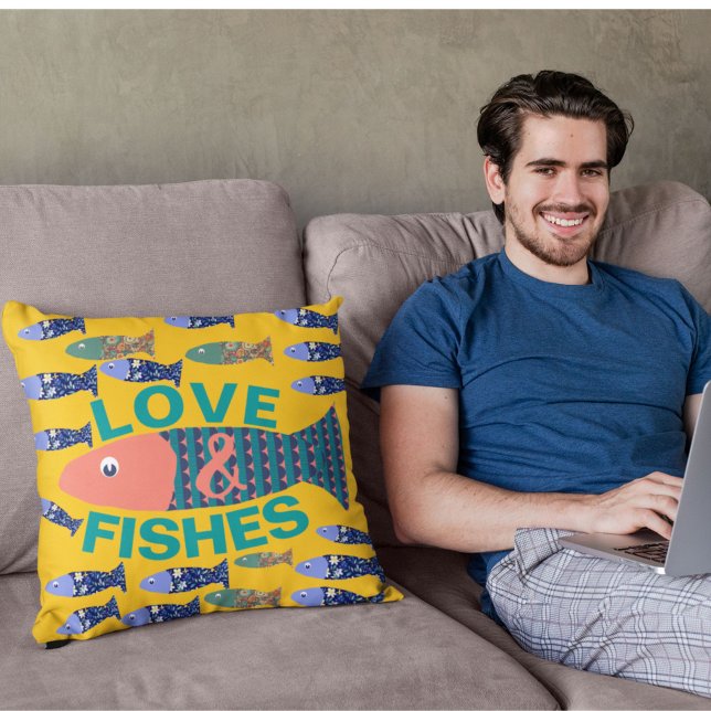 Oceaanleven, strandhuis, visliefhebber kussen (Creator heeft geüpload)