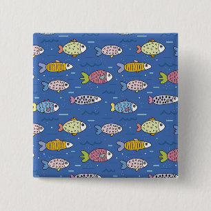 oceaanlevensknop vierkante button 5,1 cm