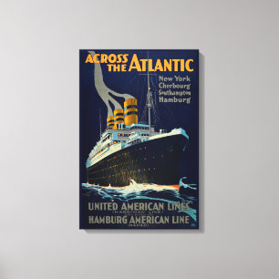 OCEAANLIJN EUROPA AMERIKA CANVAS AFDRUK