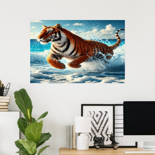 Oceaanloop: De majesteit van de Bengaalse tijger Poster (Thuiskantoor)