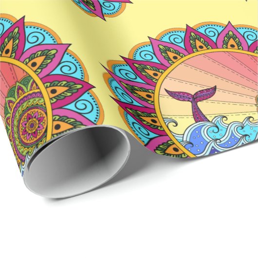 oceaanmandala cadeaupapier (Rol Hoek)