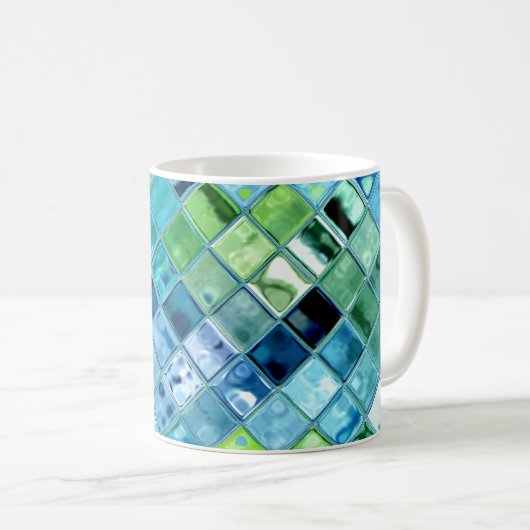 Oceaanmozaïekkunst openen ~ aangepaste stijl en gr koffiemok (Voorkant rechts)