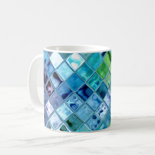 Oceaanmozaïekkunst openen ~ aangepaste stijl en gr koffiemok (Voorkant links)