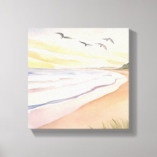 Oceaanoever | Helder Luchtig Aquarel Canvas Afdruk (Voorkant)