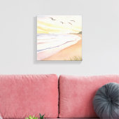 Oceaanoever | Helder Luchtig Aquarel Canvas Afdruk (Insitu (Woonkamer))