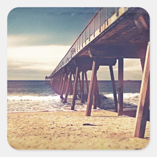  oceaanpier vierkante sticker (Voorkant)