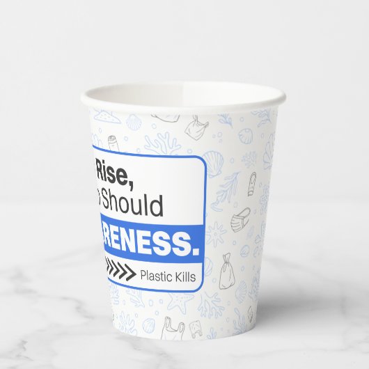 Oceaanplasticvervuiling Milieubewustzijn Papieren Bekers (Links)