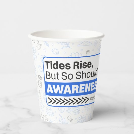 Oceaanplasticvervuiling Milieubewustzijn Papieren Bekers (Voorkant)