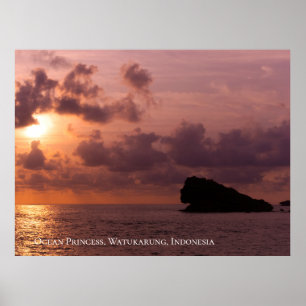Oceaanprinses Rotsen Zonsondergang Lucht Schemerin Poster