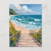 oceaanpromenade | strandgolven langs de kust briefkaart (Voorkant)