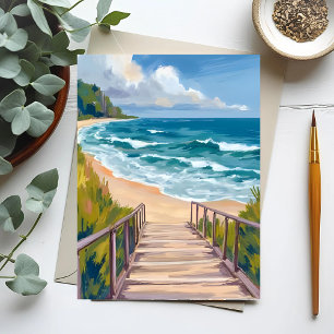 oceaanpromenade   strandgolven langs de kust briefkaart